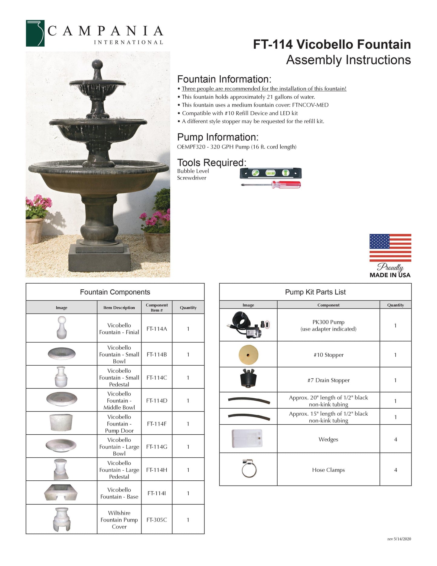 Vicobello Tiered Outdoor Water Fountain