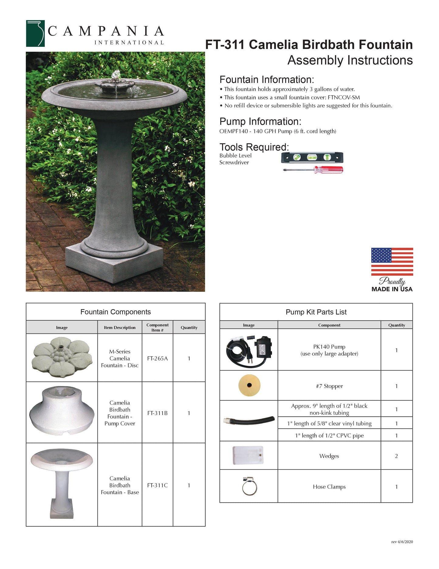 Camellia Birdbath Fountain