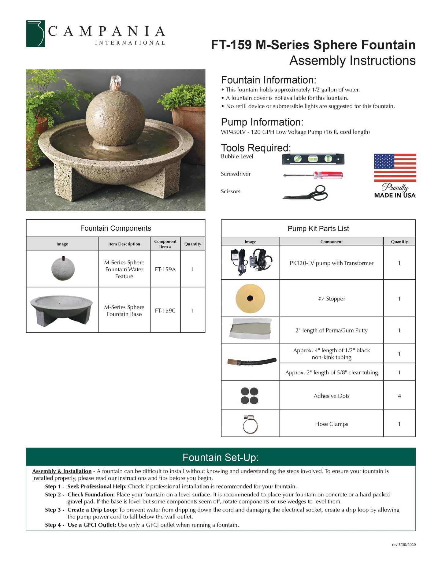 M-Series Sphere Garden Terrace Fountain