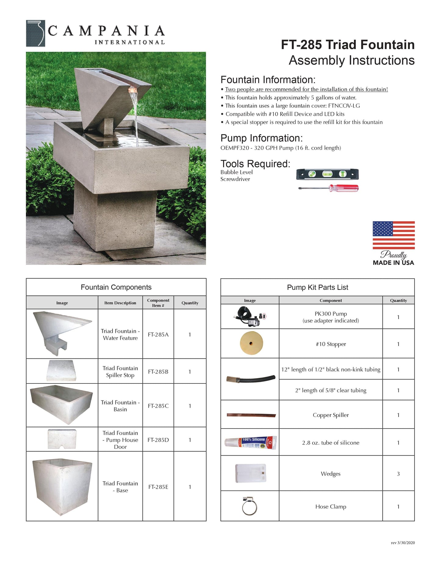 Triad Modern Garden Water Fountain