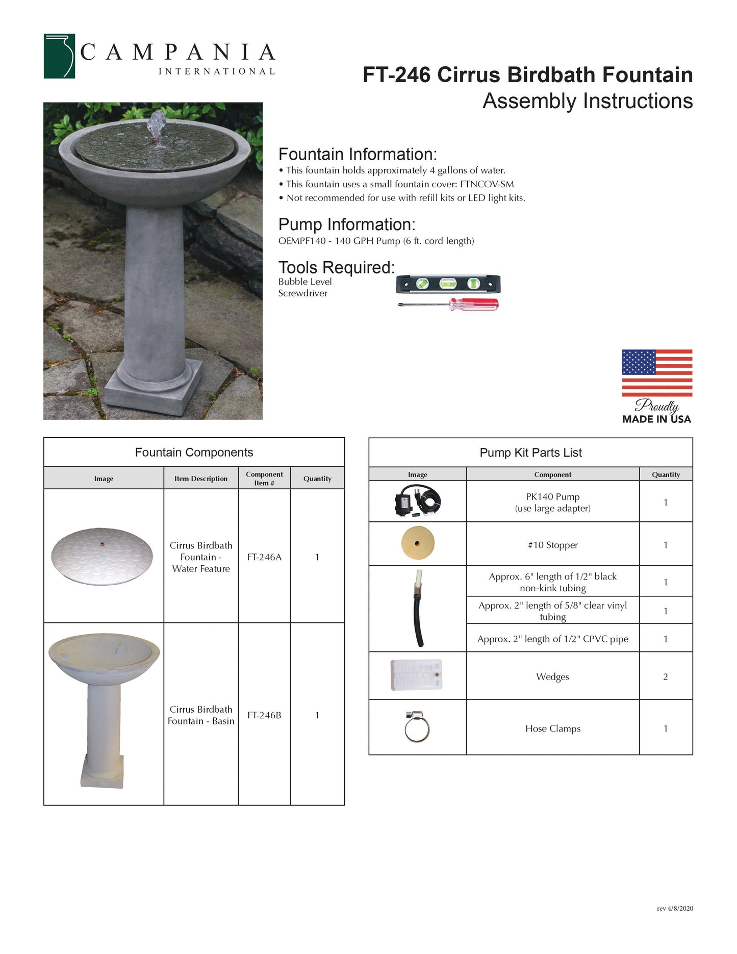 Cirrus Birdbath Water Fountain