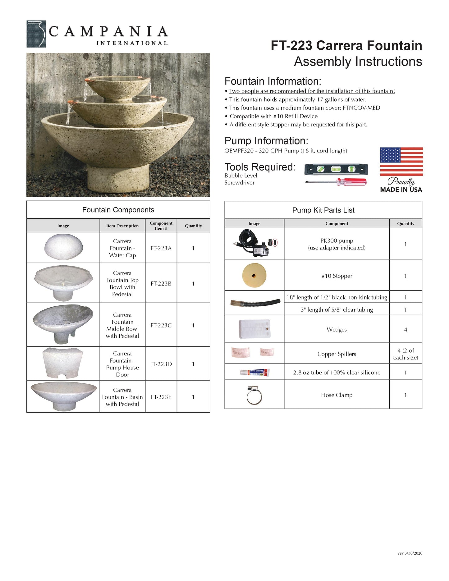 Carrera Tiered Garden Water Fountain