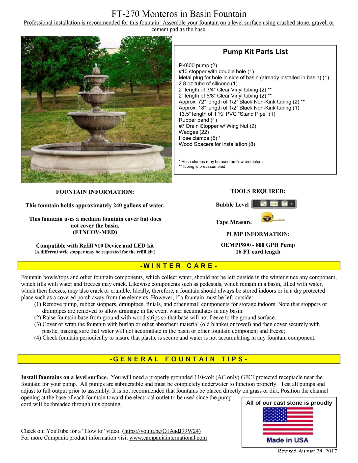 Monteros Tiered Outdoor Water Fountain in Basin