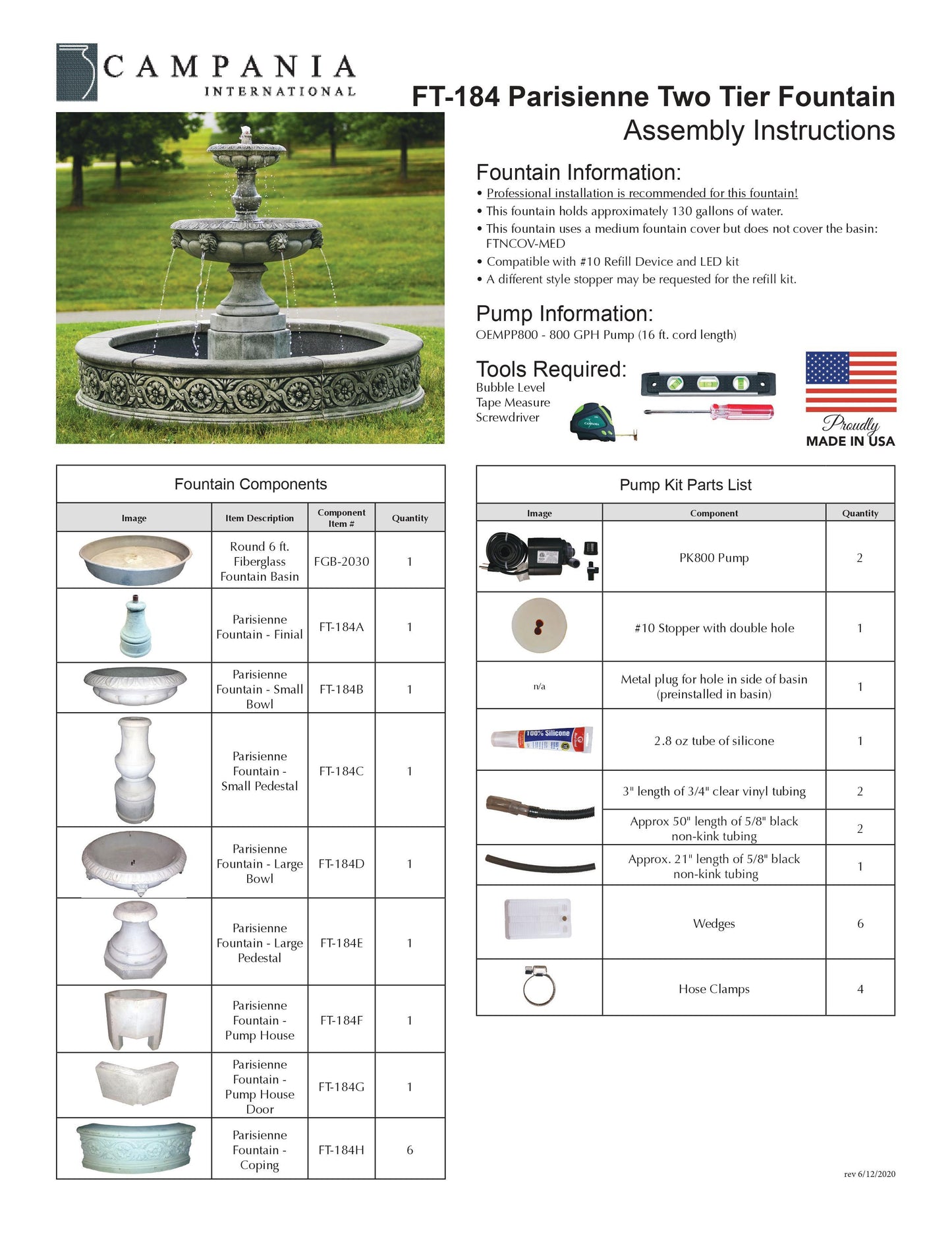 Parisienne Two Tier Outdoor Water Fountain