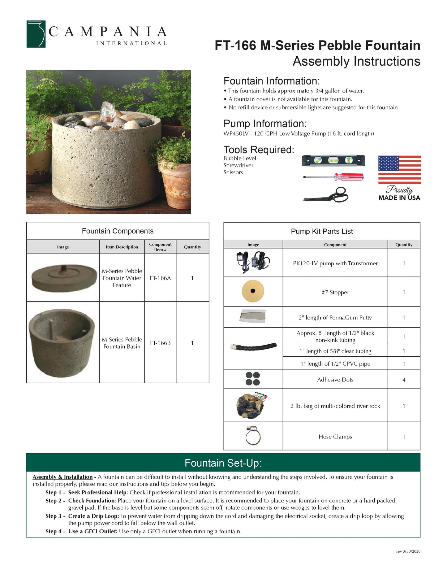 M-Series Pebble Garden Terrace Fountain