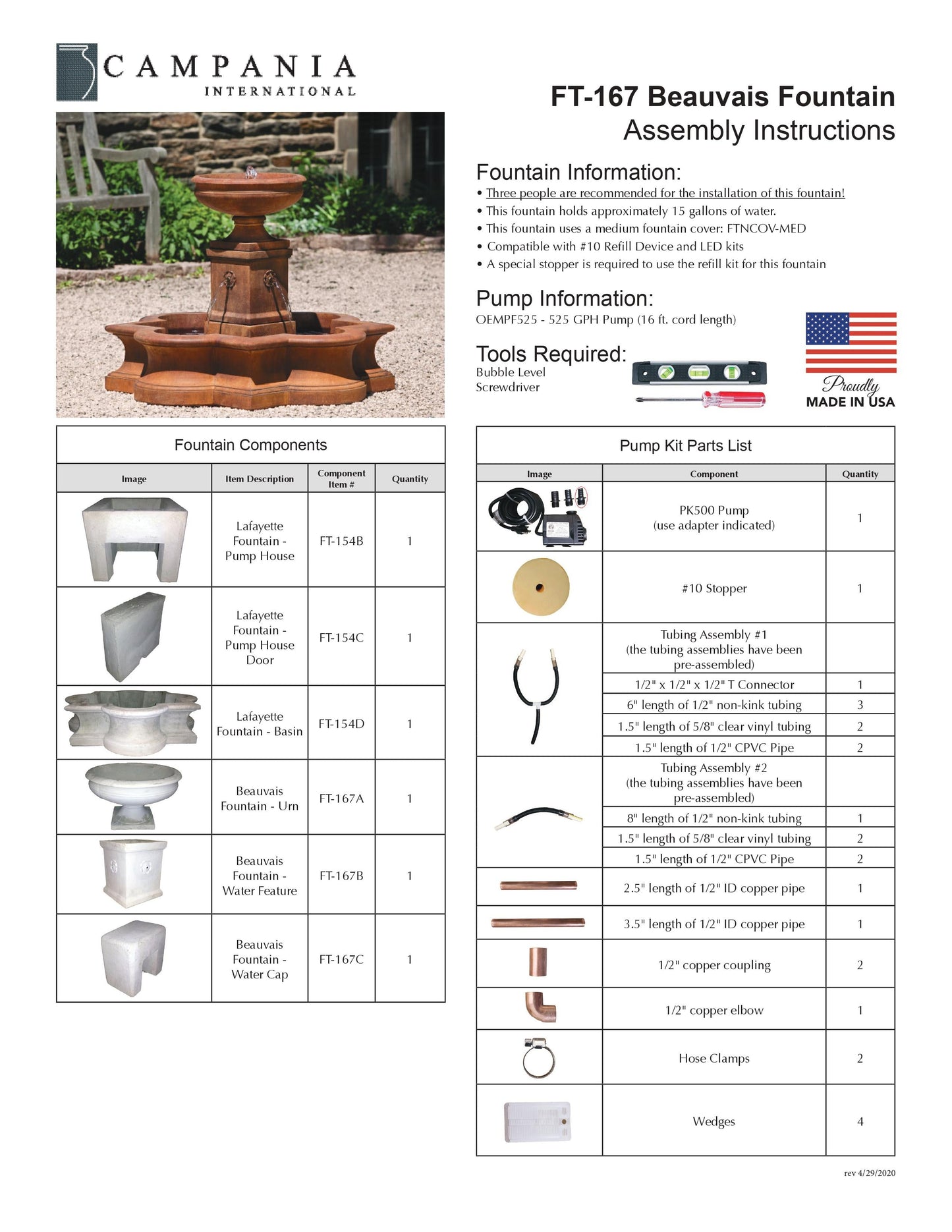 Beauvais Water Fountain with Basin