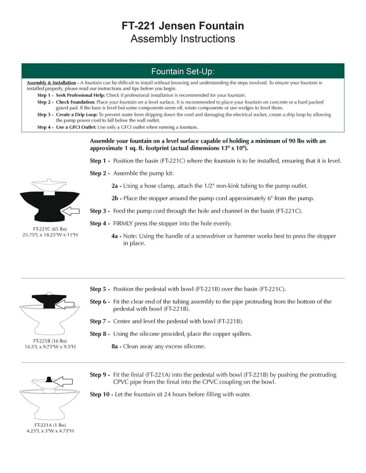 Jensen Oval Garden Water Fountain