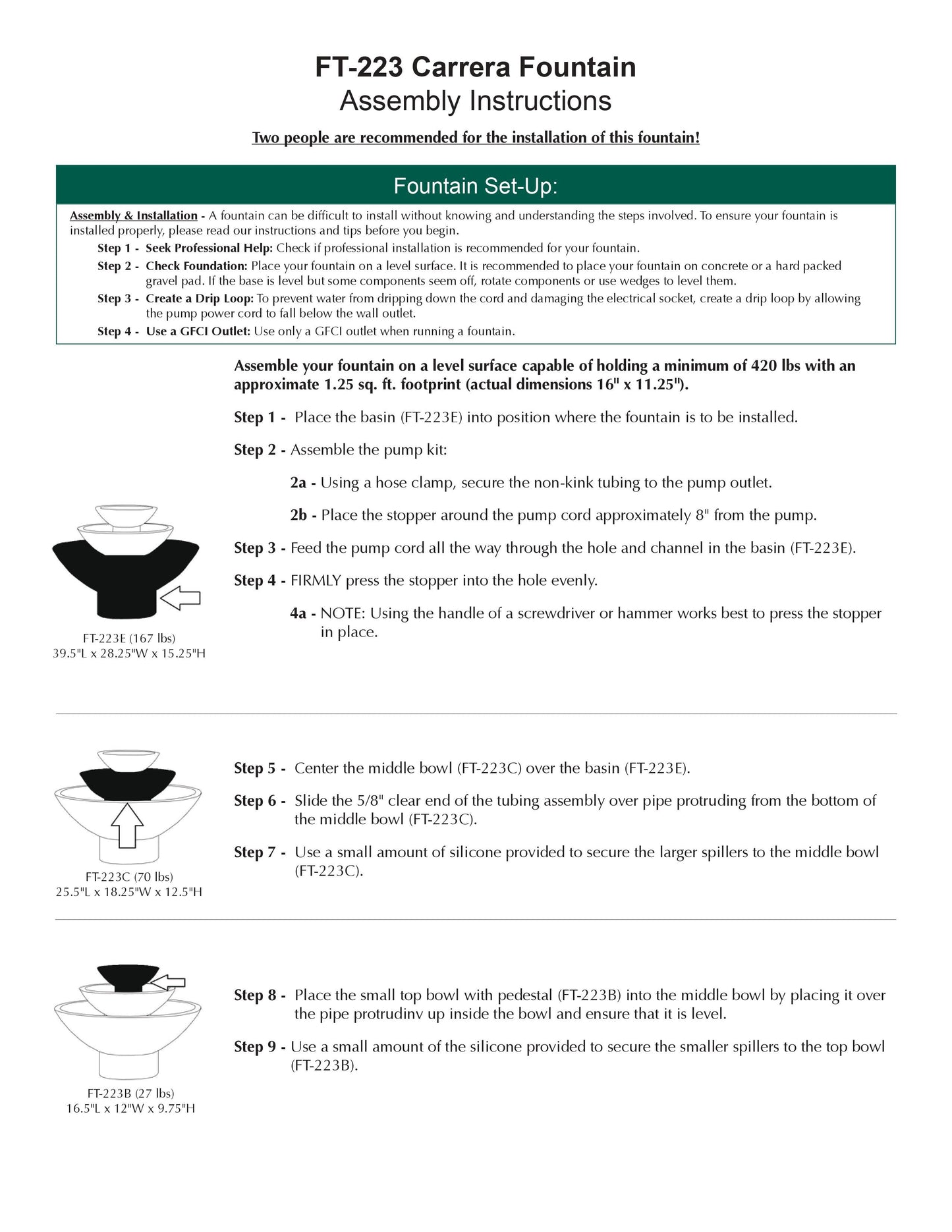 Carrera Tiered Garden Water Fountain