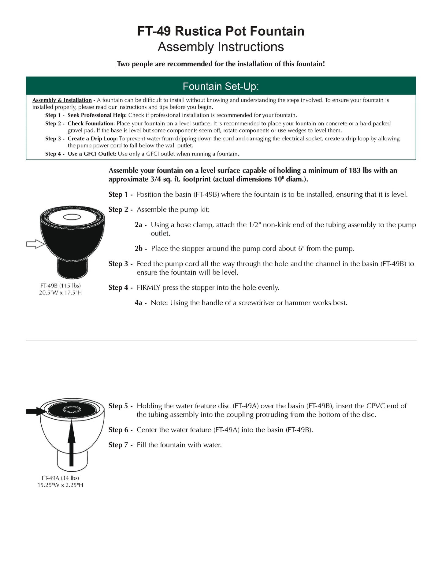 Rustica Pot Garden Water Fountain