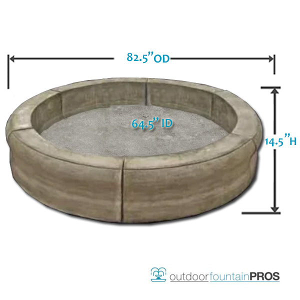 Medium Fiore Pond - Poly Basin with Set of 6 Coping Caps | 82.5" Diameter