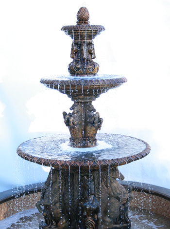 3 Tier Cavalli Outdoor Water Fountain With 12 Foot Bracci Basin