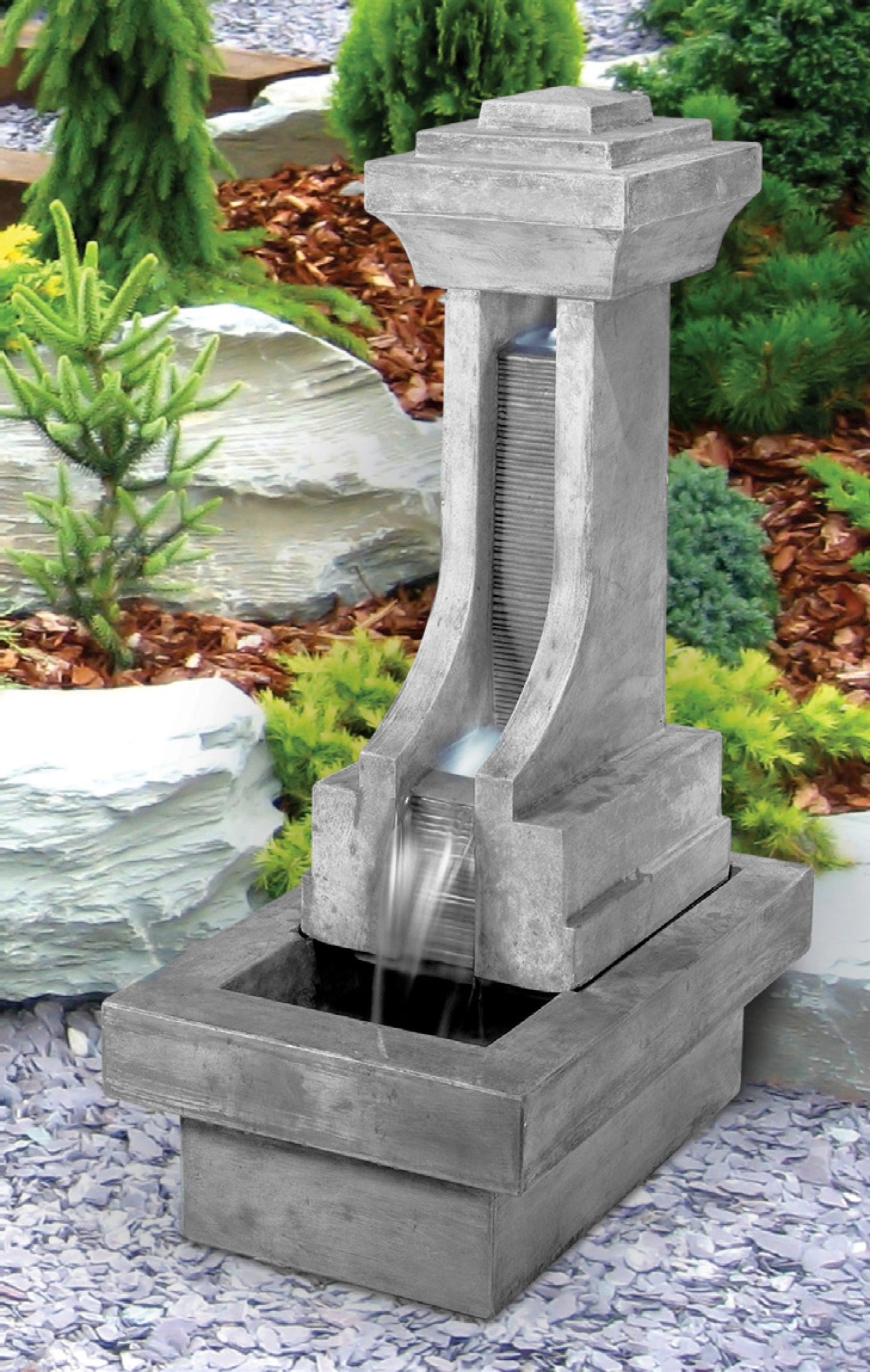 garden fountain stone cascade