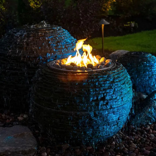 Fire and Water Stacked Slate Sphere Medium