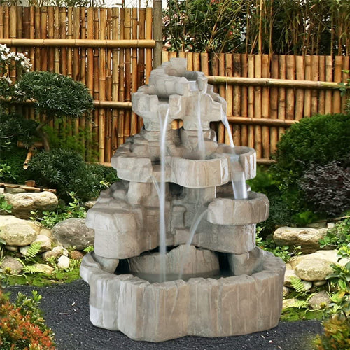 garden fountain stone cascade