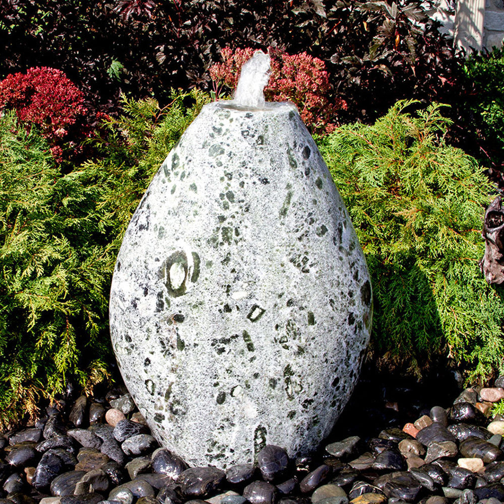 Almond-Shaped Green Marble Stone Fountain