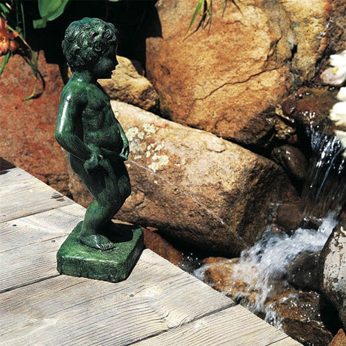 pool statue Belgian Boy Brass Baron