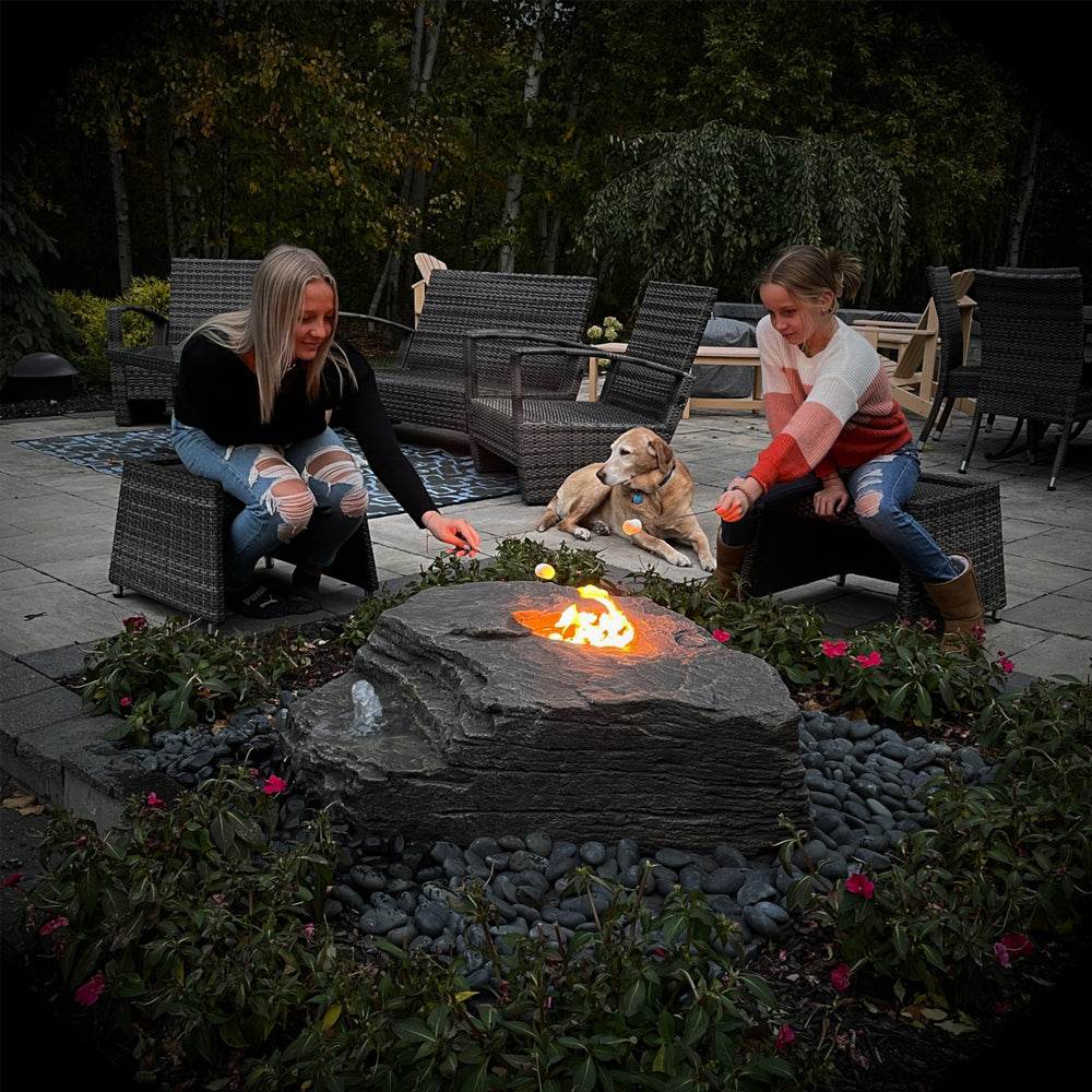 Boulder Outdoor Fire Stone Fountain