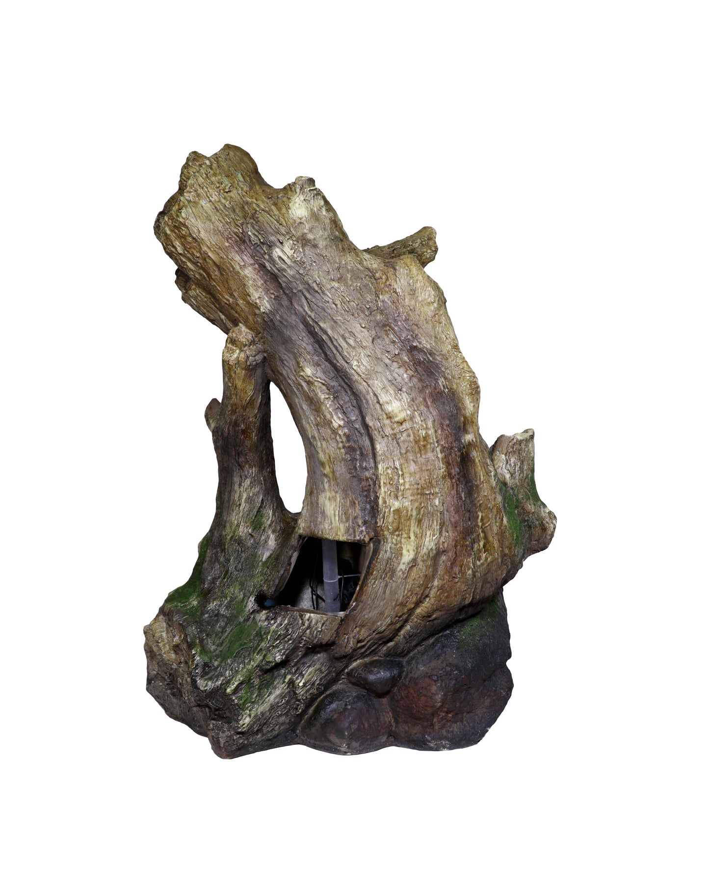 Curved Log Rainforest Garden Fountain W/ LED Light