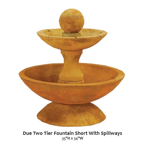 Due Two Tier Fountain Short With Spillways