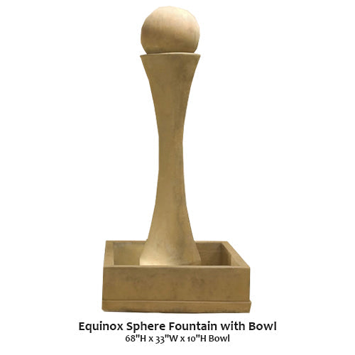 Equinox Sphere Fountain with Square Bowl