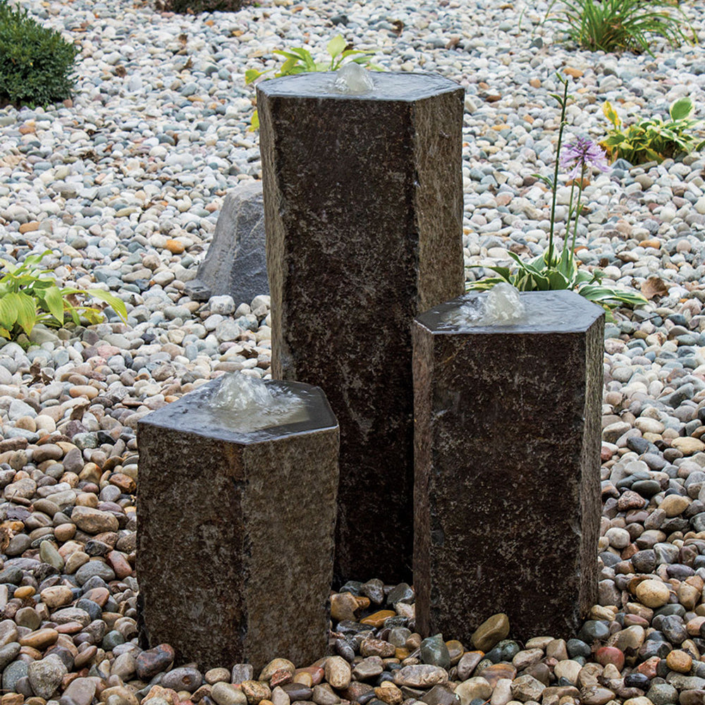 Hollowed-Out Basalt Column Outdoor Fountain