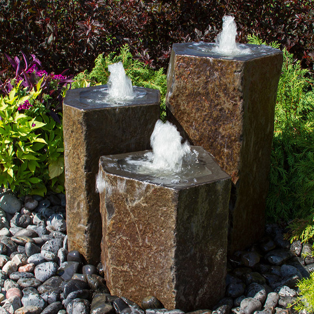 Hollowed-Out Basalt Column Outdoor Fountain