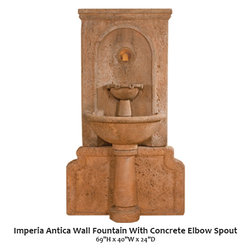 Imperia Antica Wall Fountain With Concrete Elbow Spout