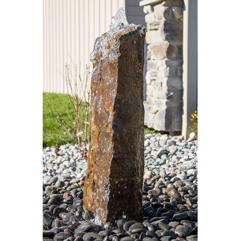 Rustic Basalt Rock Column Fountain