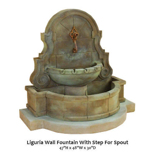 Liguria Wall Fountain With Step For Spout