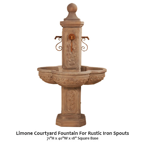 Limone Courtyard Fountain For Rustic Iron Spouts