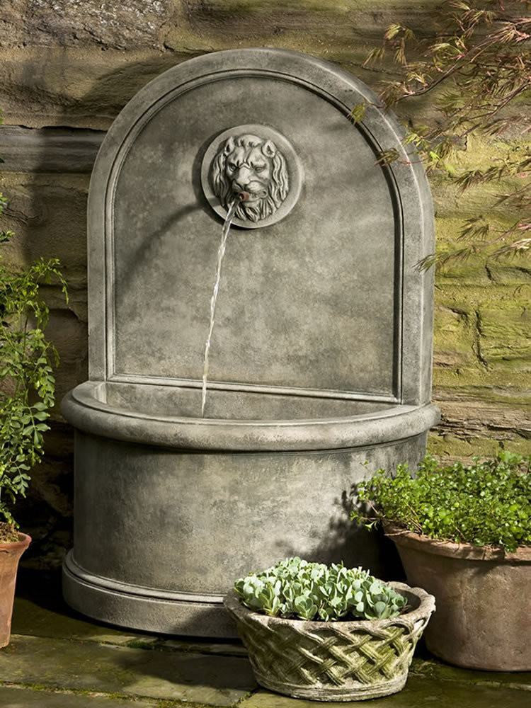 outdoor fountain lion wall