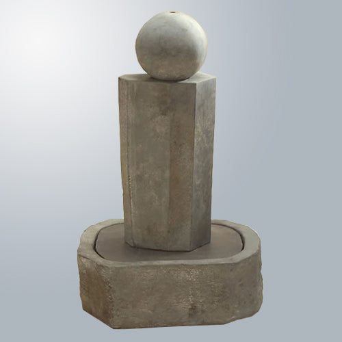 rock fountain pillar with ball