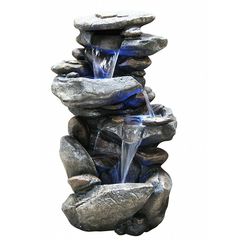 rock waterfall fountain LED light