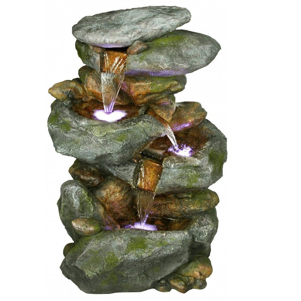 rock waterfall fountain LED lights