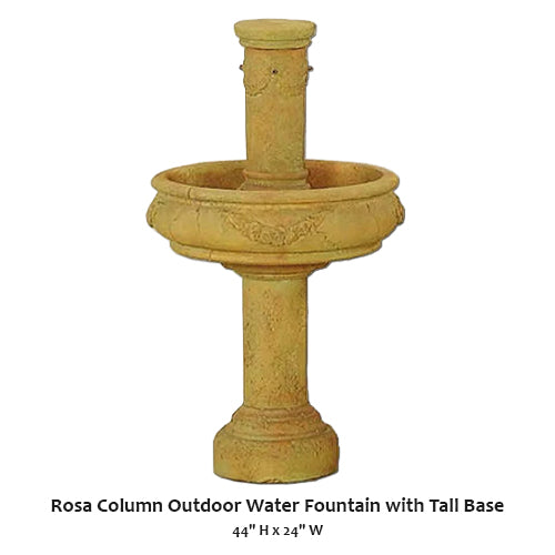 Rosa Column Outdoor Water Fountain with Tall Base