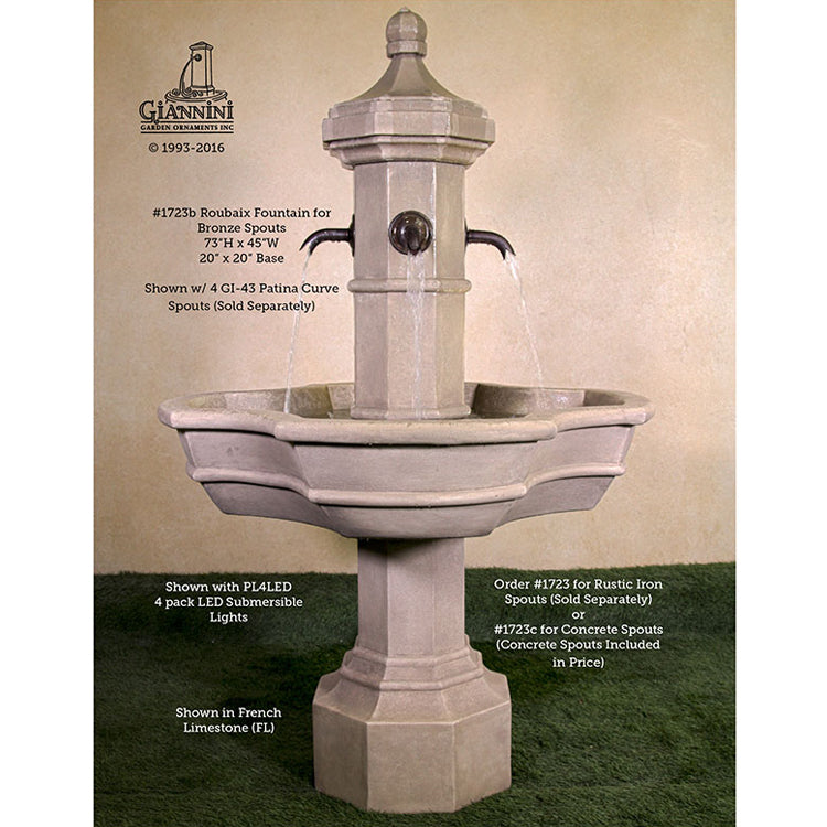 Roubaix Concrete Outdoor Fountain For Spouts