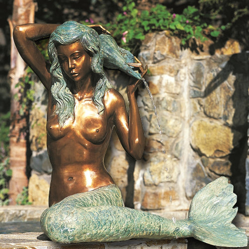 garden fountain mermaid brass baron