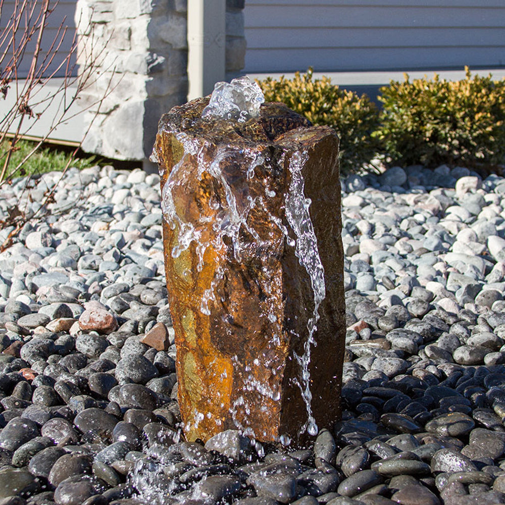 rock fountain rustic basalt column