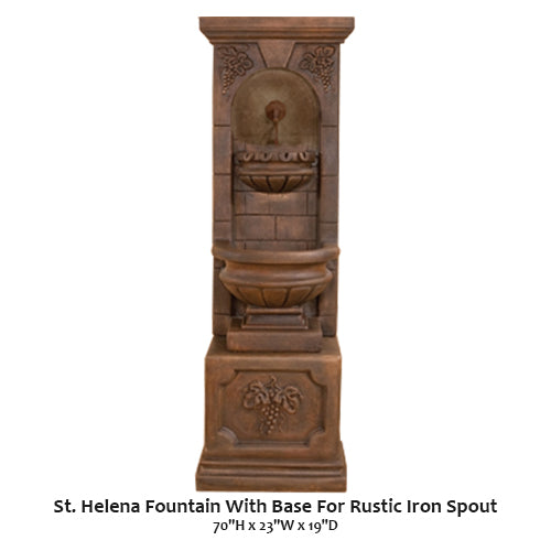 St. Helena Fountain With Base For Rustic Iron Spout