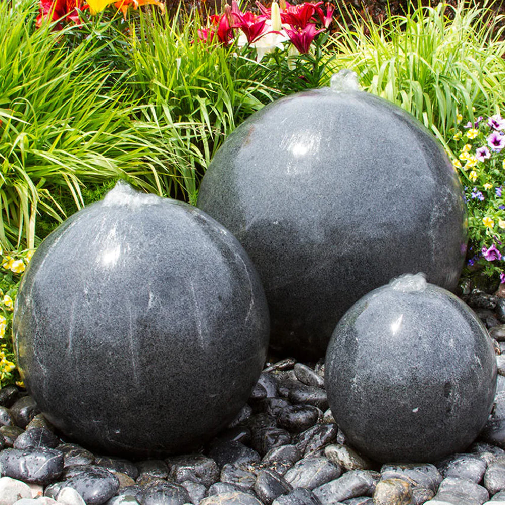 granite fountain black stone sphere