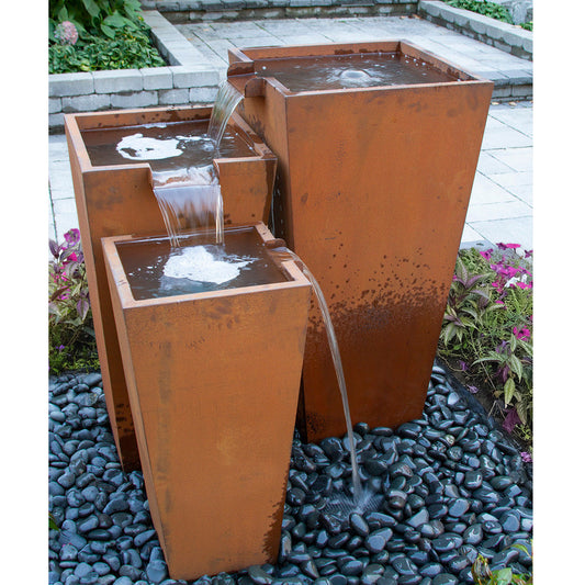 outdoor fountain corten steel