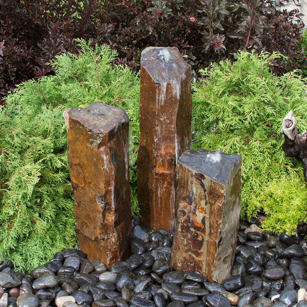 outdoor fountain basalt stone