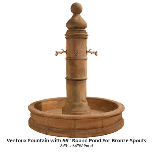 Ventoux Fountain with 66" Round Pond For Bronze Spouts