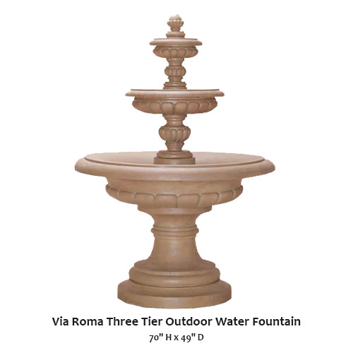 Via Roma Three Tier Outdoor Water Fountain