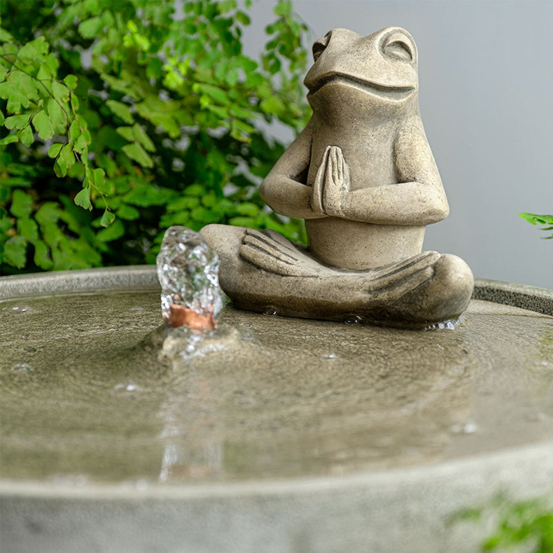 Yoga Frog Fountain | Zen Cast Stone Garden Fountain