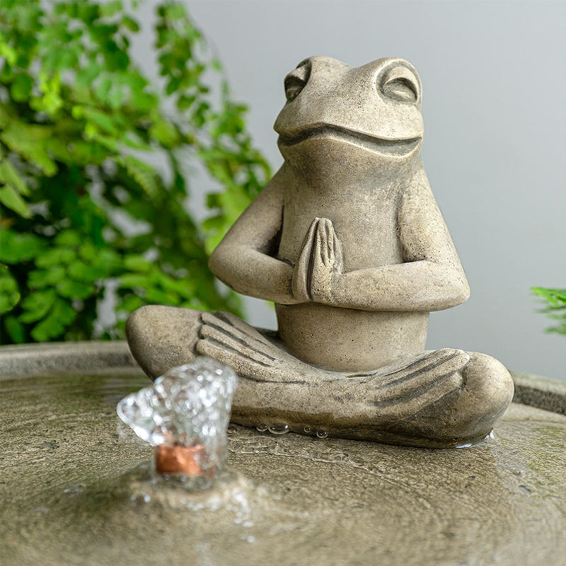 Yoga Frog Fountain | Zen Cast Stone Garden Fountain