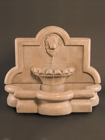 Large Lion Quatrefoil Outdoor Wall Water Fountain