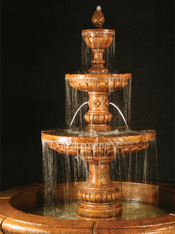 Mediterranean Fountain with Plumbed Spacer and Fiore Pond