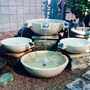 garden fountain triple scupper wok